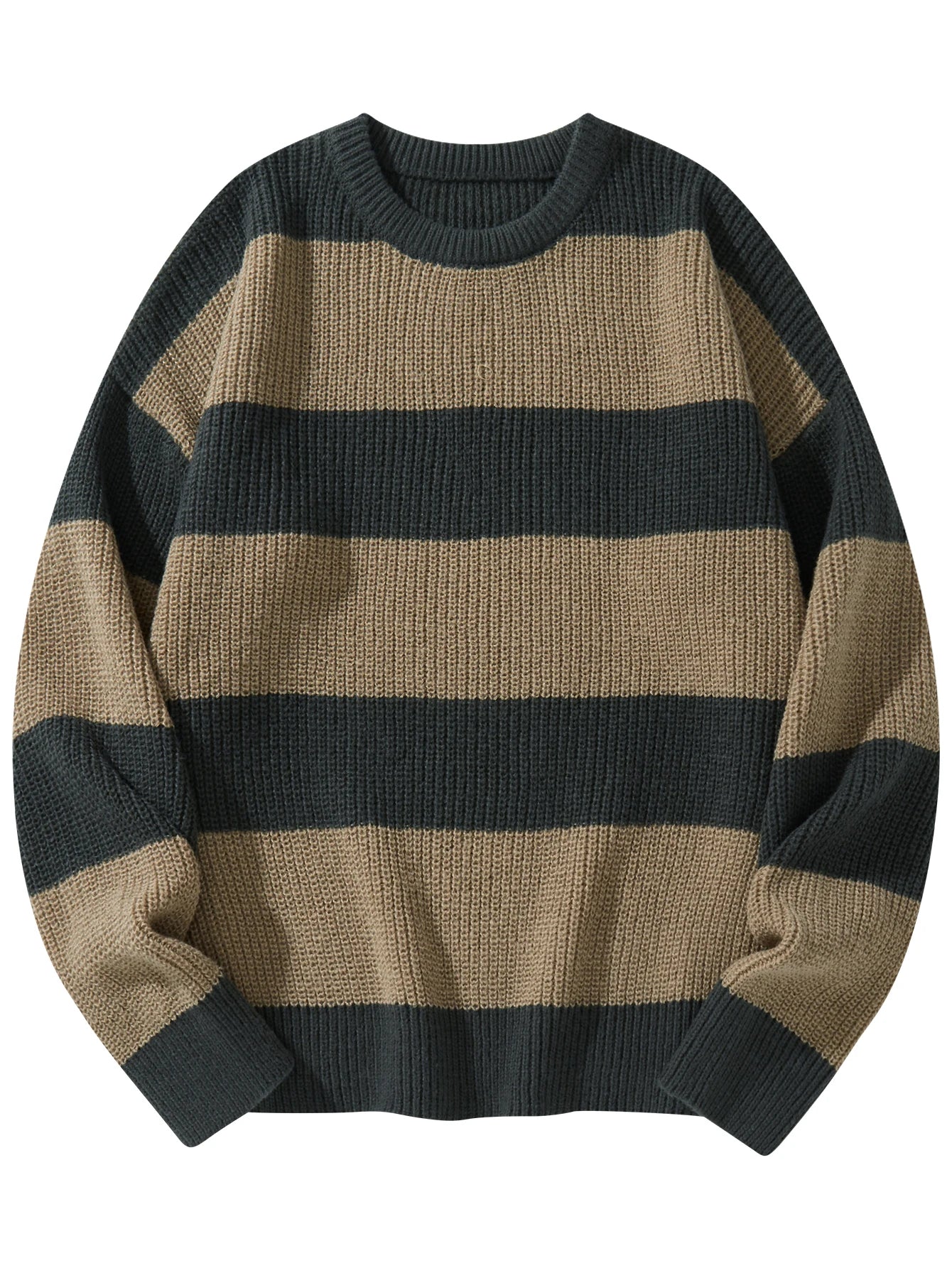 New Loose Bottoming Sweater Casual Versatile Striped Pullover Men's Round Neck Sweater