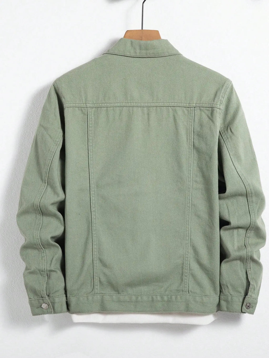 Men's denim jacket for spring and autumn. Green coat. Fashionable, trendy, simple style. For daily casual wear.
