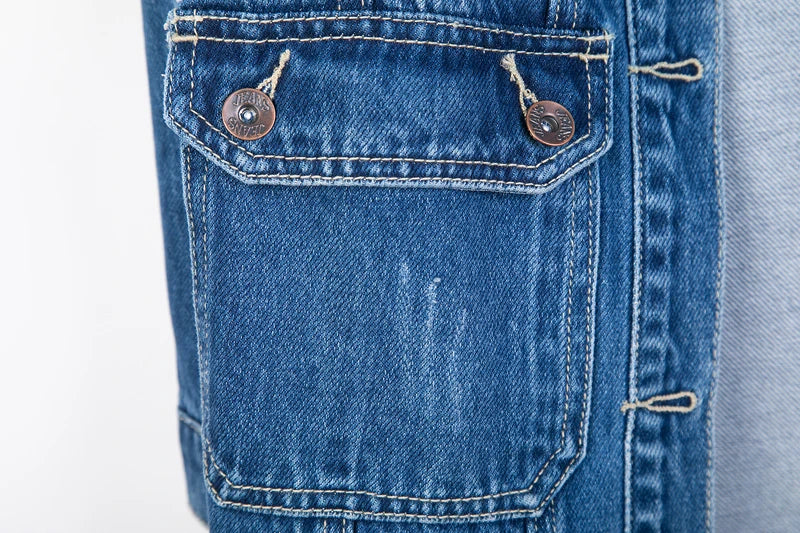Women Denim Jacket Long Sleeve Pockets Mid-Length Jean Coat 2024 Fashion