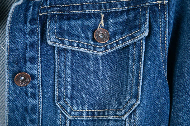 Women Denim Jacket Long Sleeve Pockets Mid-Length Jean Coat 2024 Fashion
