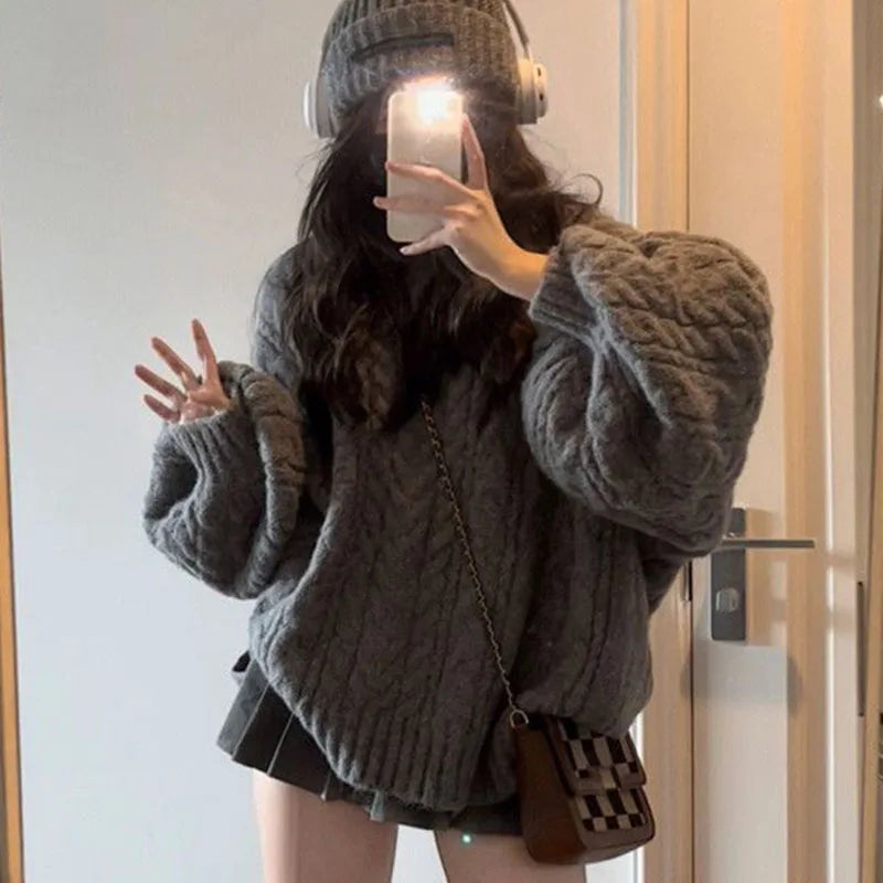 Autumn Winter Women Sweater Harajuku Oversized Knitted Pullover