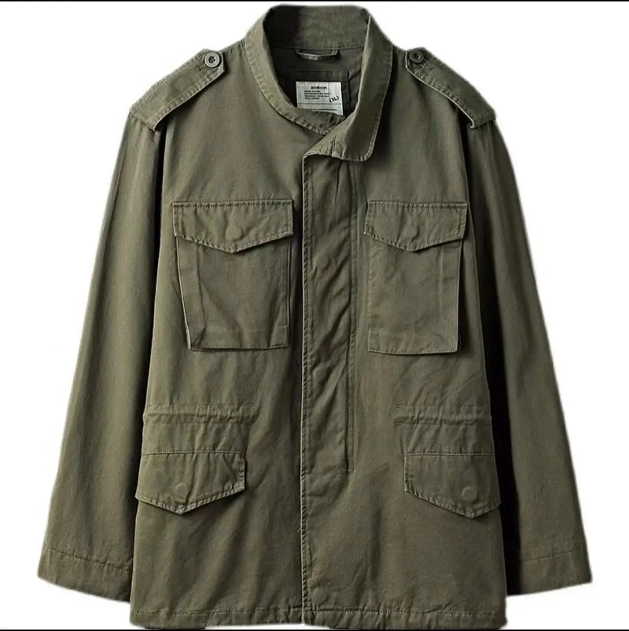 Vintage Men's Cargo Jacket Casual Solid Coat Mens Clothes Multi-Pocket Jacket Retro Jackets Green Outdoor Windbreaker