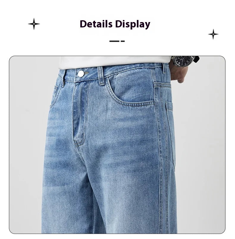 Tencel jeans men's 2025 new trendy brand summer thin loose straight slightly tapered casual jeans