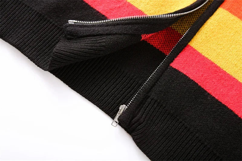 Autumn Winter New Letter Color Streetwear Long Sleeve Round Neck Female Jacket Casual Zipper Women
