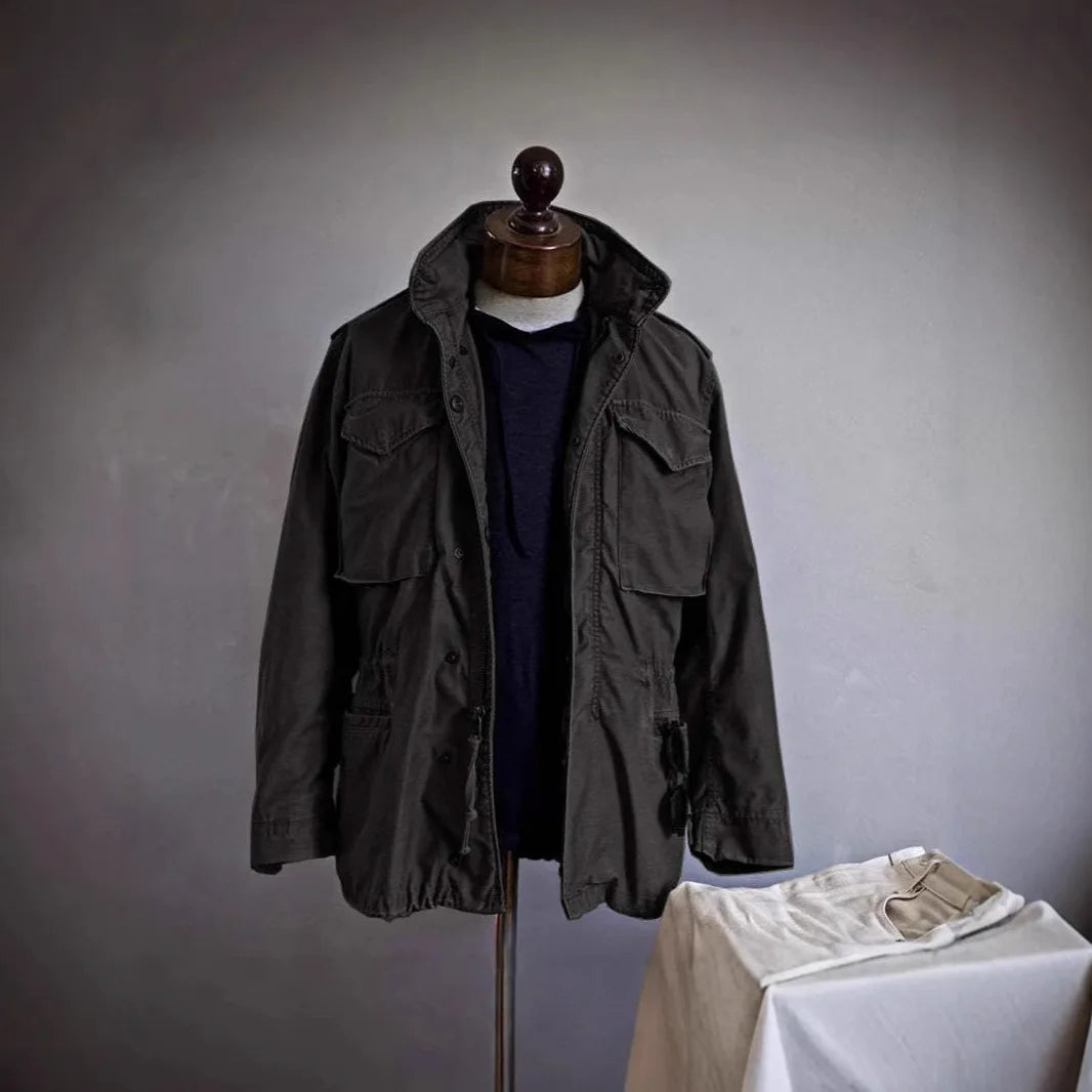 Vintage Men's Cargo Jacket Casual Solid Coat Mens Clothes Multi-Pocket Jacket Retro Jackets Green Outdoor Windbreaker