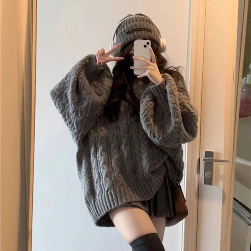 Autumn Winter Women Sweater Harajuku Oversized Knitted Pullover