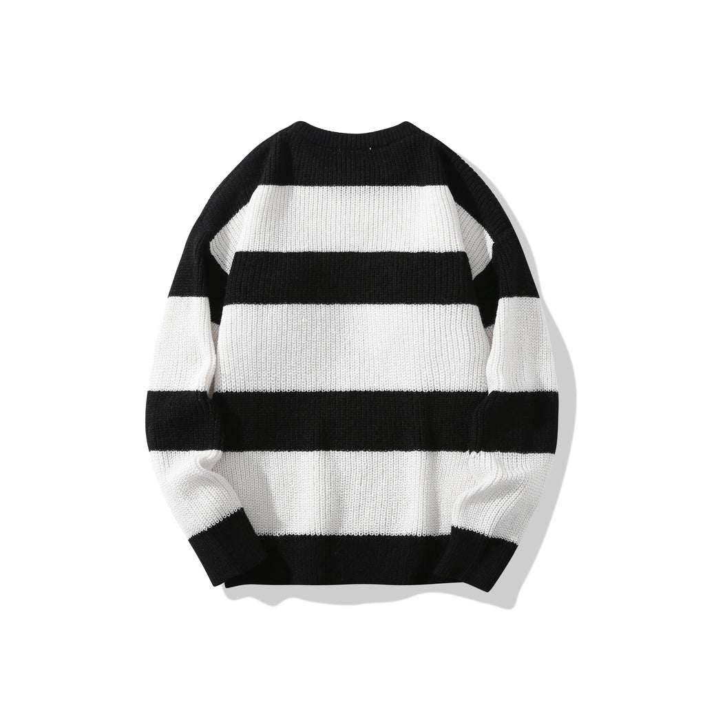 New Loose Bottoming Sweater Casual Versatile Striped Pullover Men's Round Neck Sweater