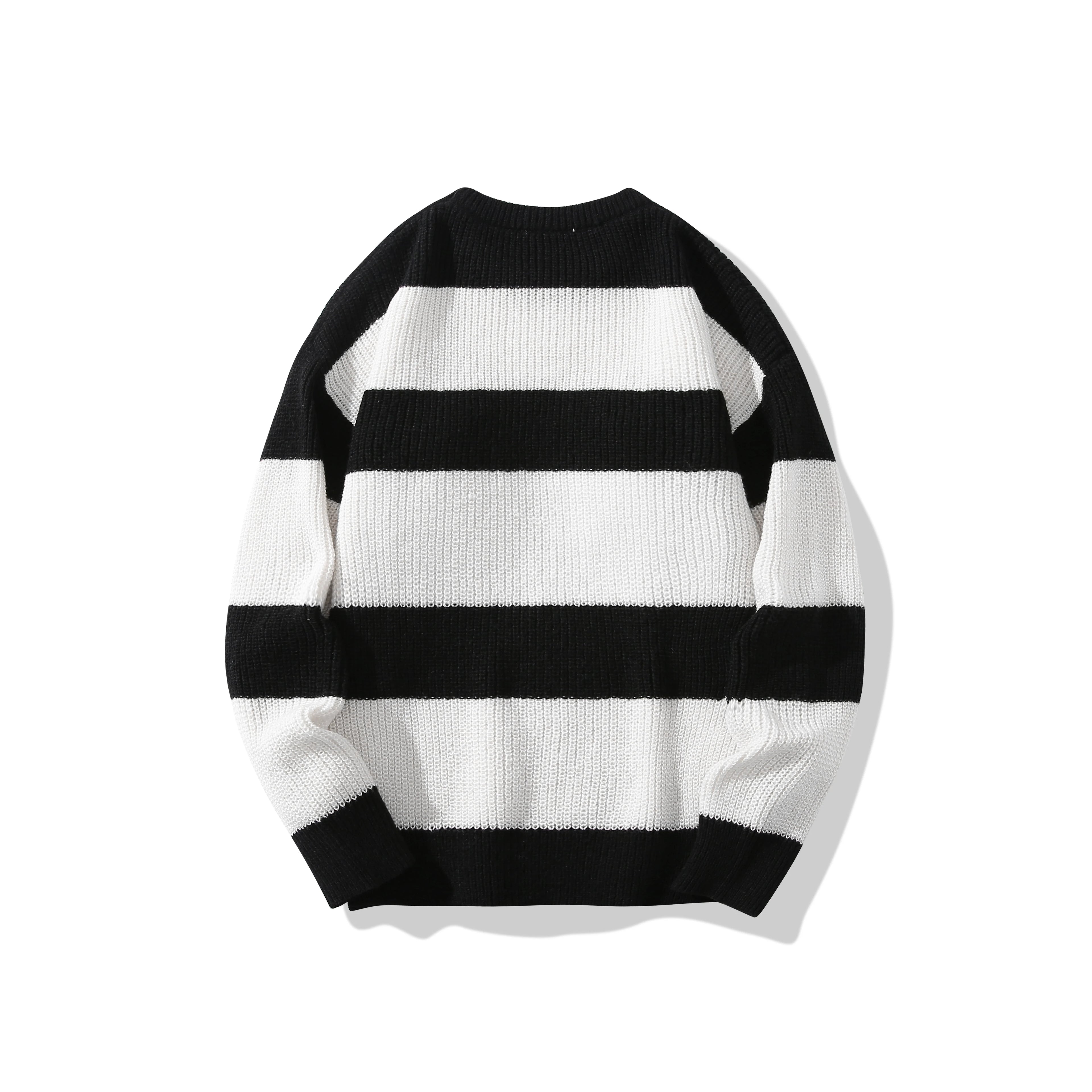 New Loose Bottoming Sweater Casual Versatile Striped Pullover Men's Round Neck Sweater