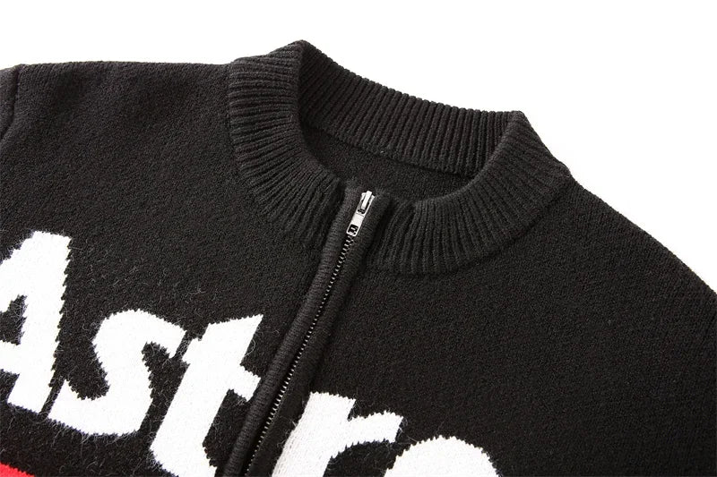 Autumn Winter New Letter Color Streetwear Long Sleeve Round Neck Female Jacket Casual Zipper Women